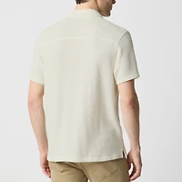 Short-sleeve textured camp shirt
