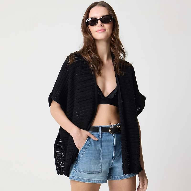 Pointelle open-front wrap