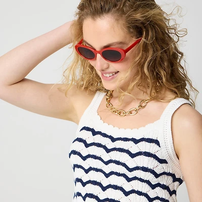 Striped squareneck crochet tank top