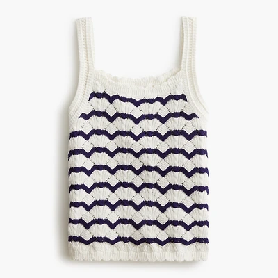 Striped squareneck crochet tank top
