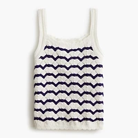 Striped squareneck crochet tank top