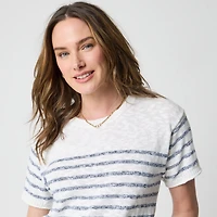 Striped short-sleeve relaxed beach sweater