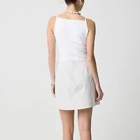 Striped linen-blend patch-pocket skirt