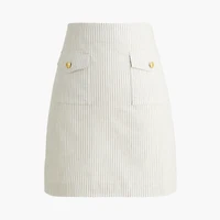 Striped linen-blend patch-pocket skirt