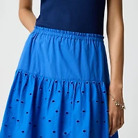 Drop-waist eyelet midi skirt