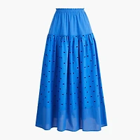 Drop-waist eyelet midi skirt