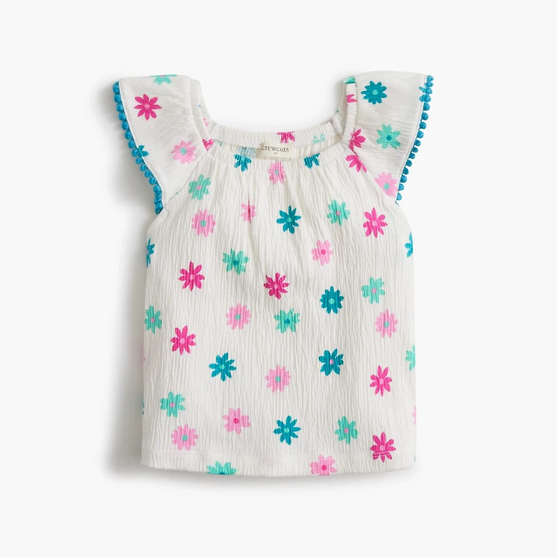 Girls' floral flutter tank top