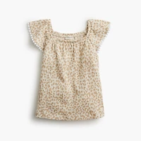 Girls' leopard flutter-sleeve tank top