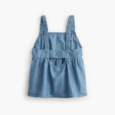 Girls' chambray scrunch-strap tank top
