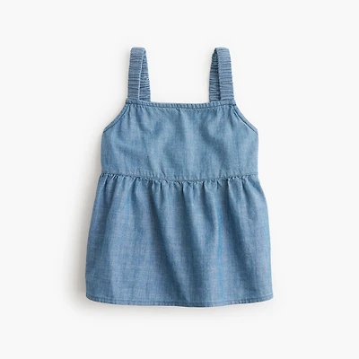 Girls' chambray scrunch-strap tank top