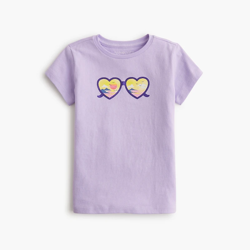 Girls' sunset heart sunglasses graphic tee