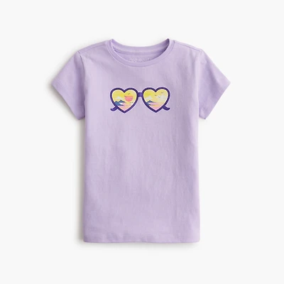 Girls' sunset heart sunglasses graphic tee