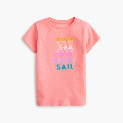 Girls' "sun sea salt sand sail" graphic tee