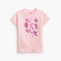 Girls' pink foil seashells graphic tee