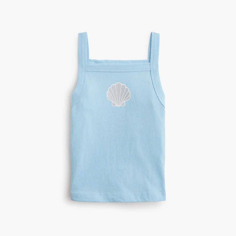 Girls' shimmer seashell graphic tank top