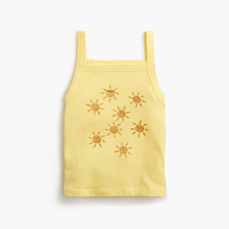 Girls' glitter suns graphic tank top