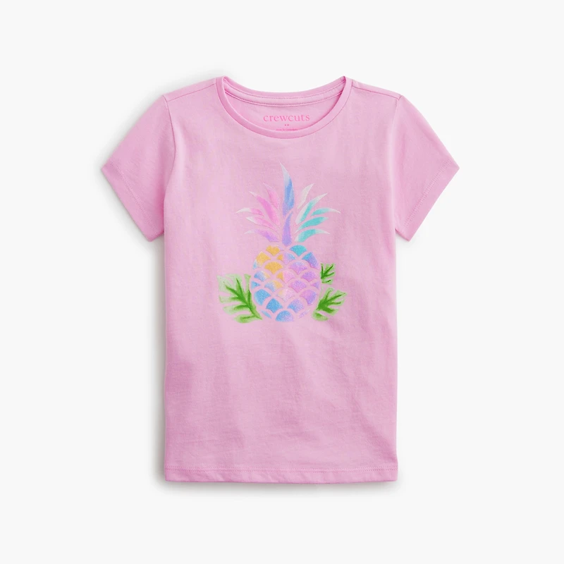 Girls' glitter pineapple graphic tee
