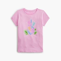 Girls' glitter pineapple graphic tee