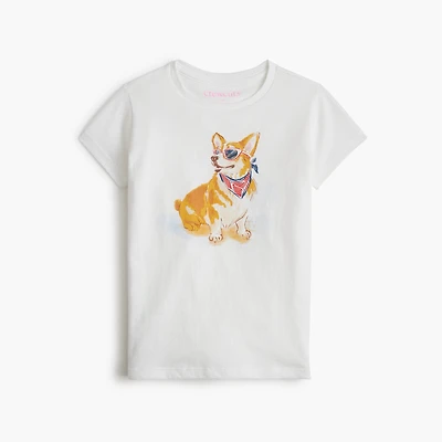 Girls' sunglasses dog graphic tee