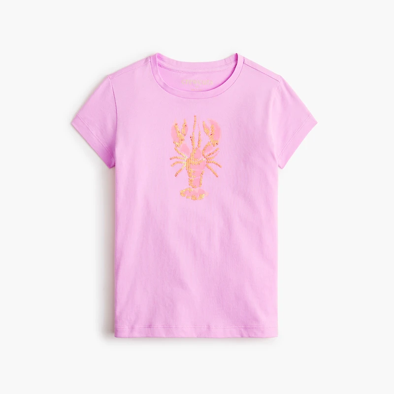 Girls' sequin lobster graphic tee