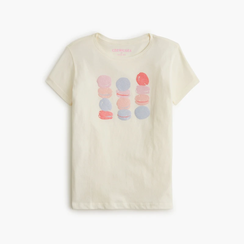Girls' macaroon stack glitter graphic tee