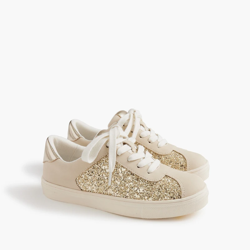 Girls' gold glitter sneakers