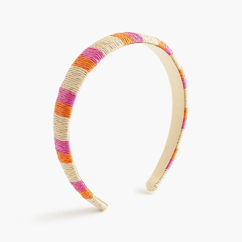 Girls' striped raffia headband