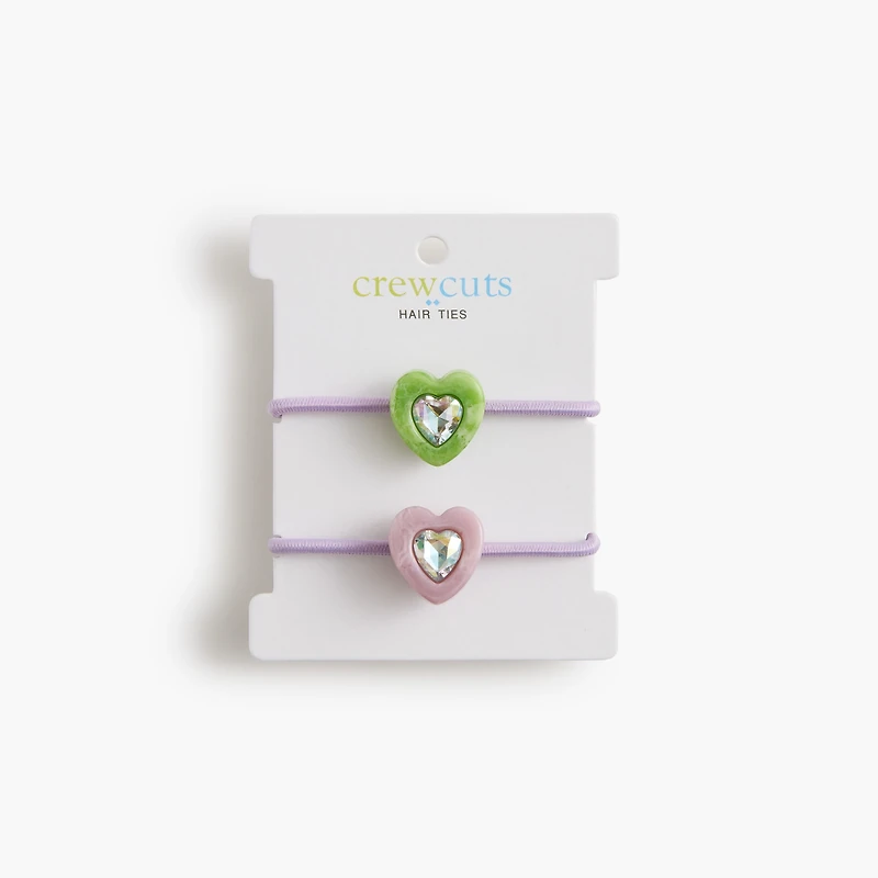 Girls' heart gem hair ties