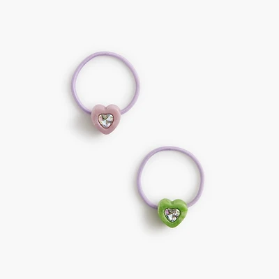 Girls' heart gem hair ties