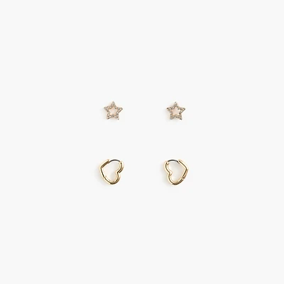 Girls' heart earrings two-pack