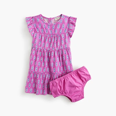 Baby & toddler girls' block-print crinkle-knit dress