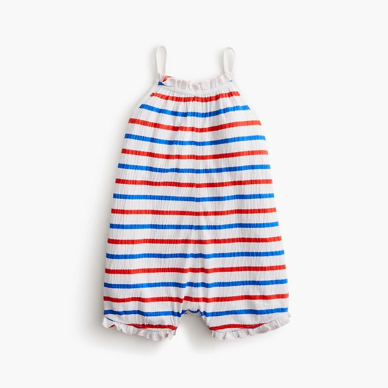 Baby & toddler girls' crinkle-knit striped romper