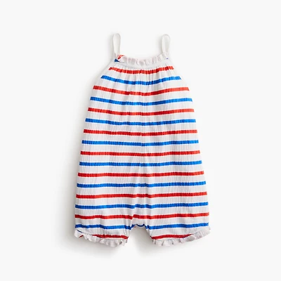 Baby & toddler girls' crinkle-knit striped romper