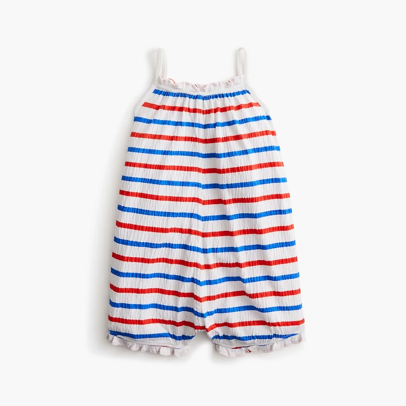 Baby & toddler girls' crinkle-knit striped romper