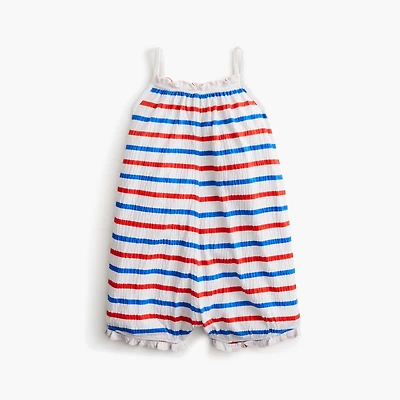 Baby & toddler girls' crinkle-knit striped romper