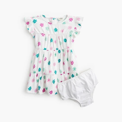 Baby & toddler girls' floral crinkle-knit dress