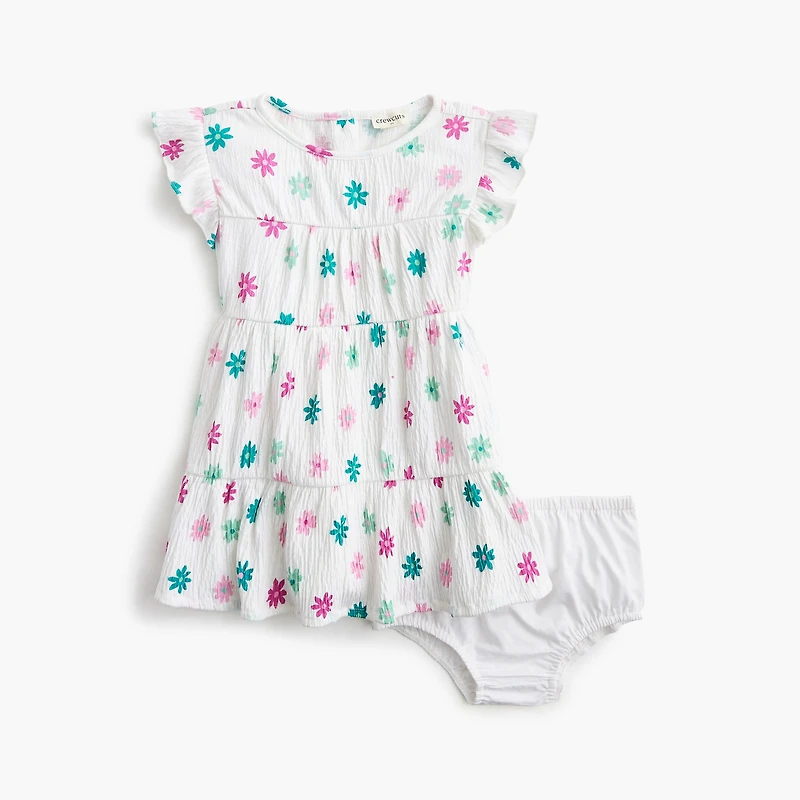 Baby & toddler girls' floral crinkle-knit dress