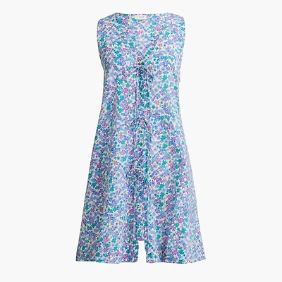 Printed tie-front beach dress