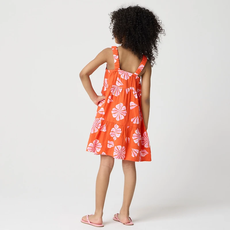 Girls' flower gauze tiered dress