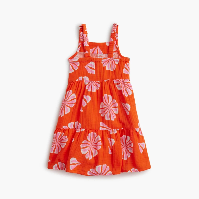 Girls' flower gauze tiered dress