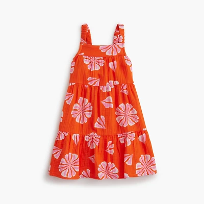 Girls' flower gauze tiered dress