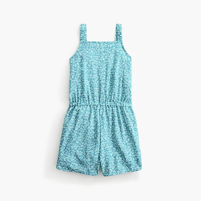Girls' floral-print button-front romper