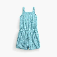 Girls' floral-print button-front romper