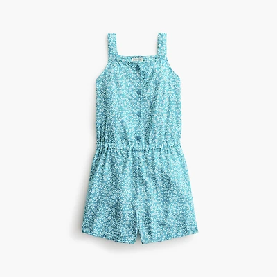 Girls' floral-print button-front romper