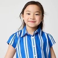 Girls' drop-waist striped shirt-dress
