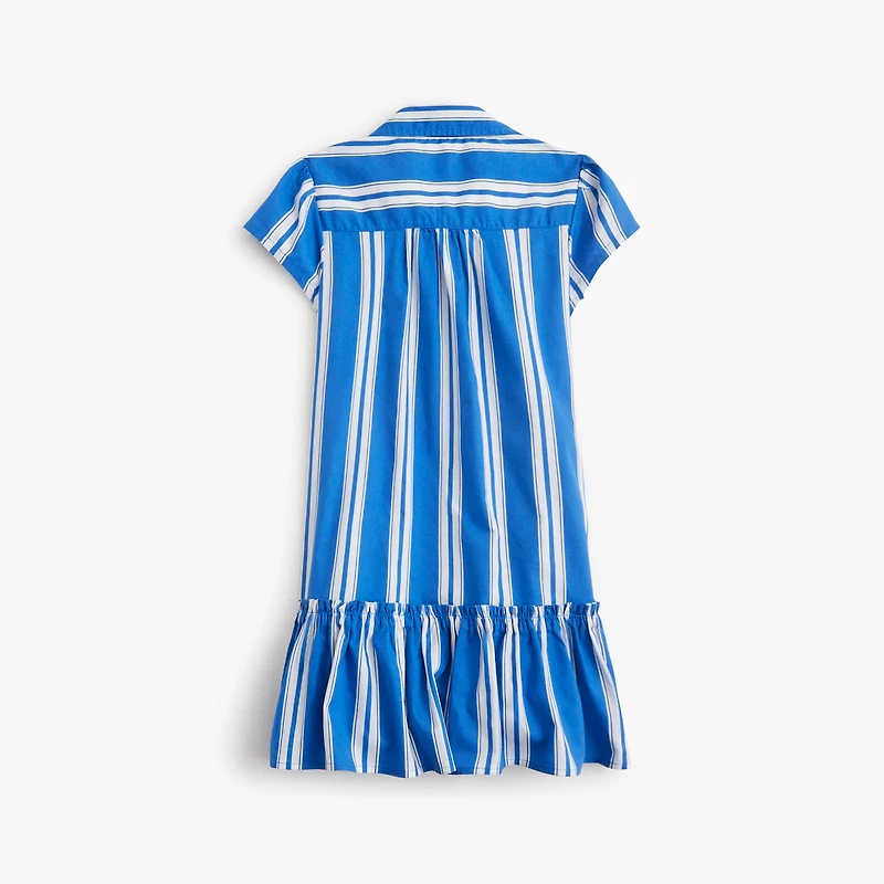 Girls' drop-waist striped shirt-dress