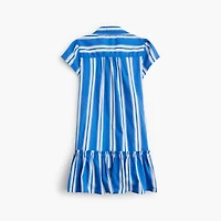 Girls' drop-waist striped shirt-dress