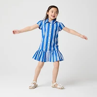 Girls' drop-waist striped shirt-dress