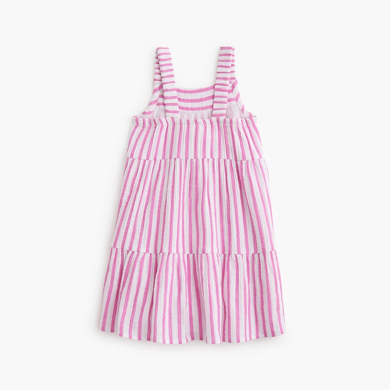 Girls' striped shimmer gauze tiered dress