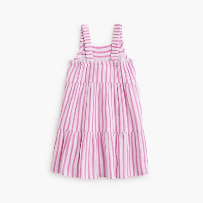 Girls' striped shimmer gauze tiered dress